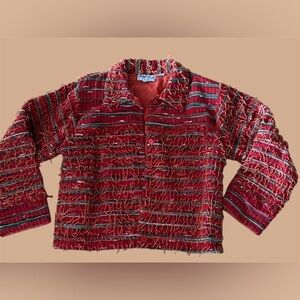 Silver Stream, Vintage jacket, cardigan, Vibrant Multicolor Textured, size L